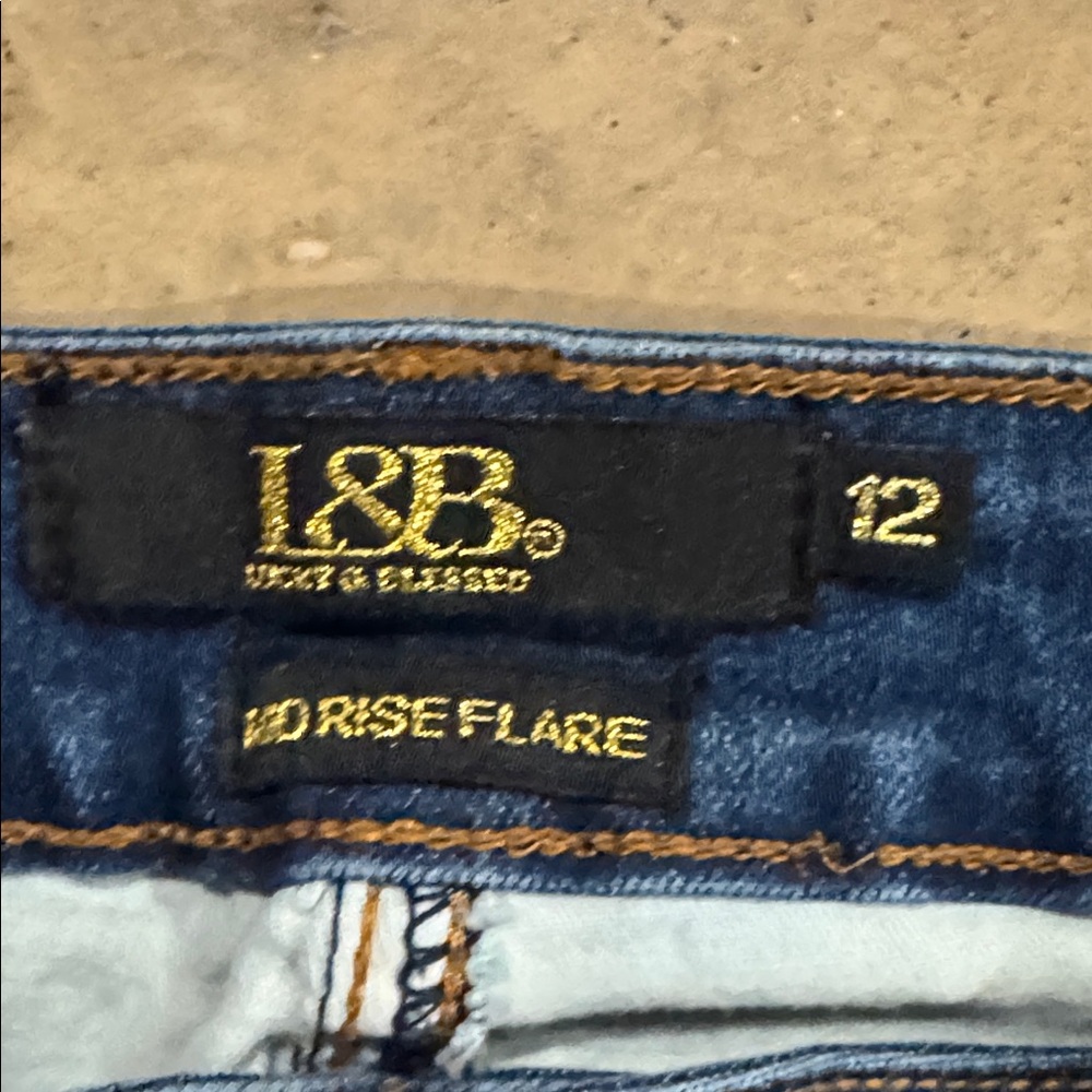 Lucky & Blessed Navy Flare Jeans with Cream Details - Picture 2 of 4
